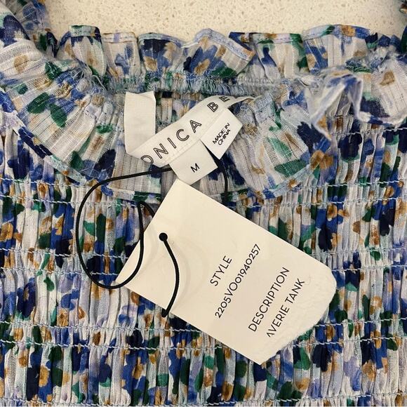 Veronica Beard Averie Smocked Floral Tank Medium - Picture 7 of 7